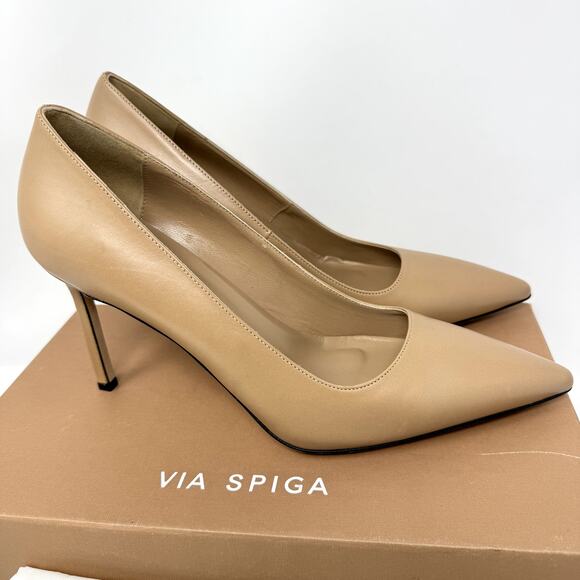 Via Spiga Nude Pointed Toe Stiletto Pumps Size 10M New With Box MSRP $295 - Picture 3 of 8